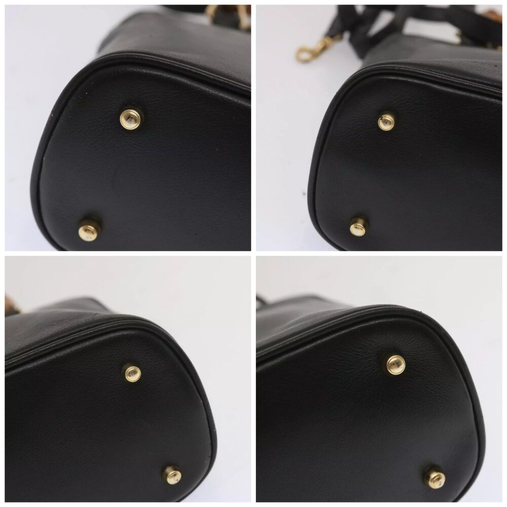 GUCCI Bamboo Hand Bag Leather 2way Black - Picture 14 of 15